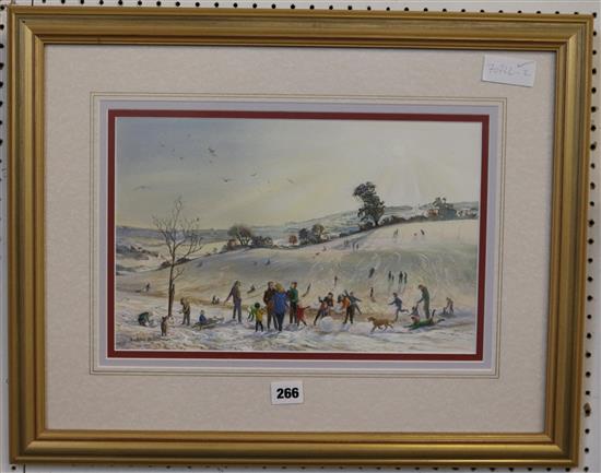 Susan Jackman, watercolour, Boxing Day Fun, Seaford